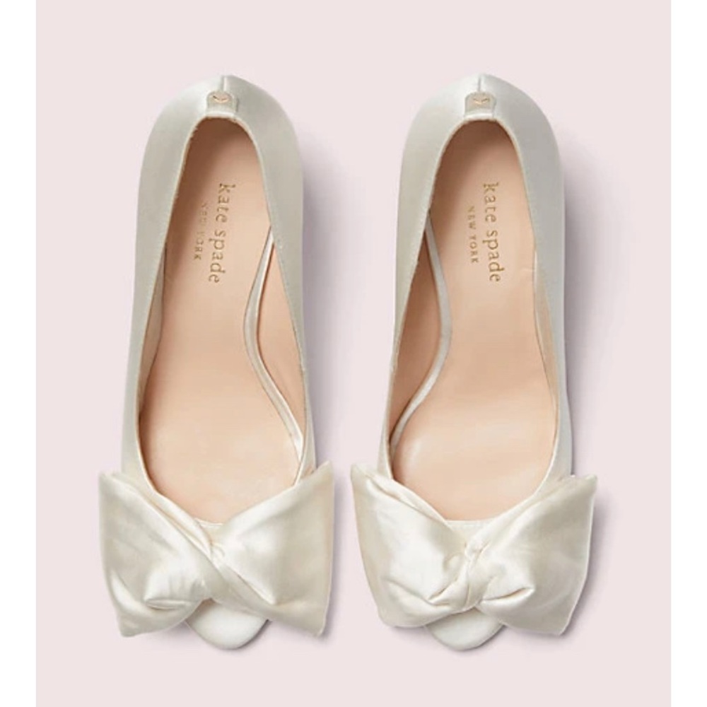 Satin Cream Kate Spade Bow shoes